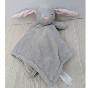 Carter's Bunny Lovey Security Blanket Gray Pink Nose Plush 67781 01/20